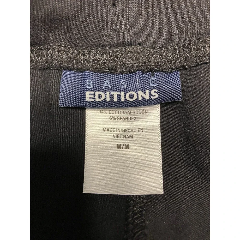 NWOT Basic Editions  Drawstring Waist Black Capris Size M - Picture 2 of 7